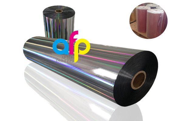 20 Mic PET Kuru Holografik Film Şeridi, Gökkuşağı Desenli Şeffaf Polyester Film