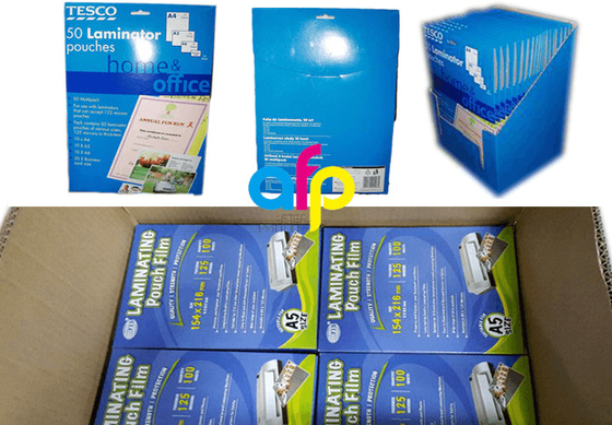 Özelleştirilmiş Ambalaj 5mil 125 mikron A4 Parlak PET Polyester Kese Belgeleri Fotoğrafları Koruma için Laminasyon Filmi